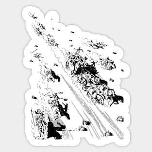 No Background American Indians Running on Horseback through The Desert Western Robbery Cowboy Retro Comic Sticker